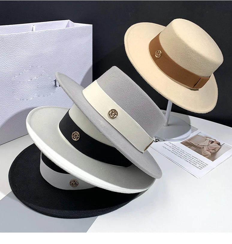 Fedora chapeaux pour femmes mode élégant melon robe casquettes Panama église mariage ruban bande chapeau hommes feutre Jazz chapeau