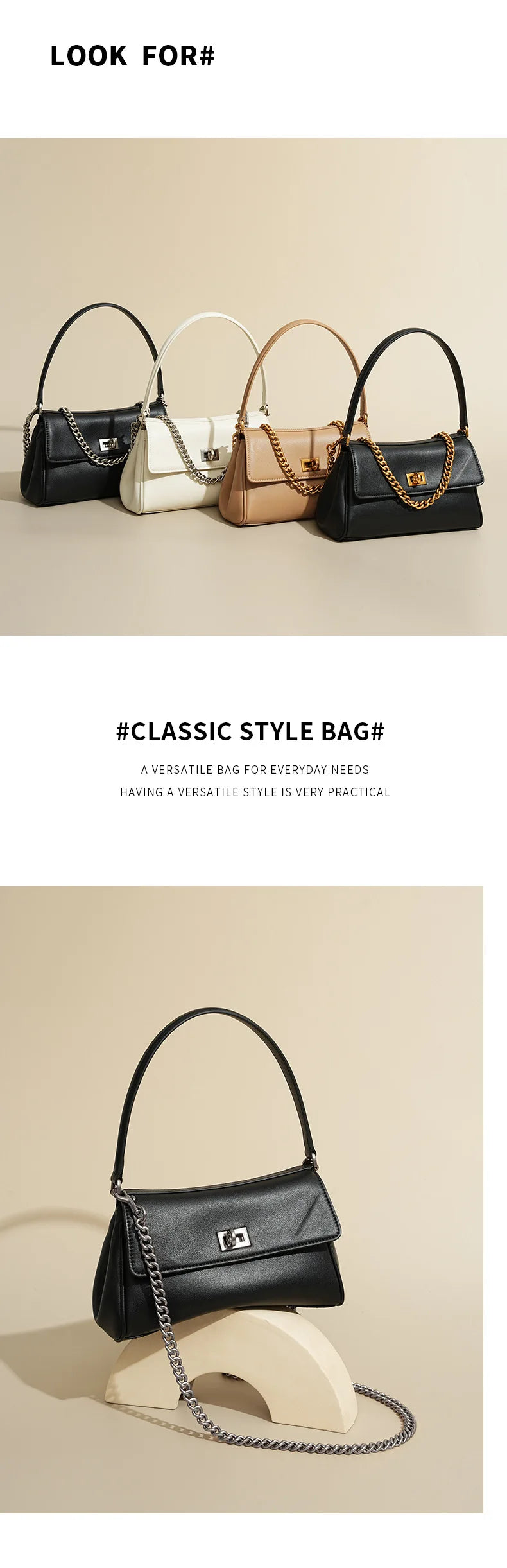 Sac à bandoulière en cuir de vache pour femmes, avec chaîne, petit Design, sac à main haut de gamme pour employés de bureau, accessoire de mode à bandoulière unique