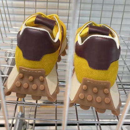 Chaussures de course rétro en daim pour femmes, baskets épaisses, tissu respirant, chaussures de sport à plateforme plate, mode décontractée, recommande une augmentation