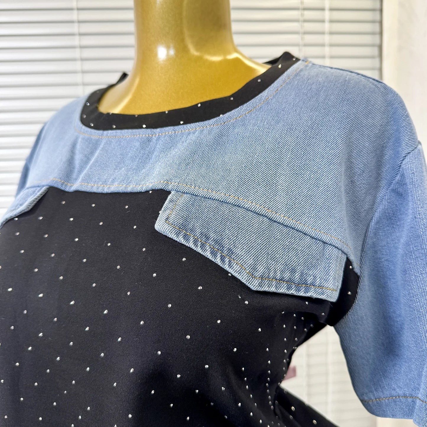 Ensemble deux pièces en Denim pour femmes, ensemble pantalon assorti, Streetwear Y2k, décontracté, perçage à chaud, hauts, jambes larges, pantalons longs, taille haute, 2025