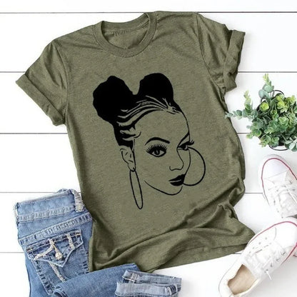Fille africaine imprimer t-shirt femmes à manches courtes col rond t-shirt ample été femmes t-shirt hauts Camisetas Mujer