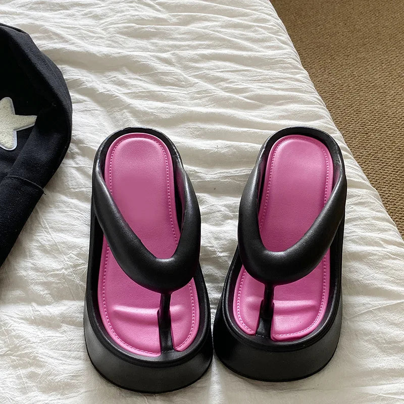 Sandales d'été à talons hauts de 7 cm pour femmes, mules à talons épais, tongs EVA, chaussures de maison, pantoufles à plateforme d'extérieur, nouvelle collection