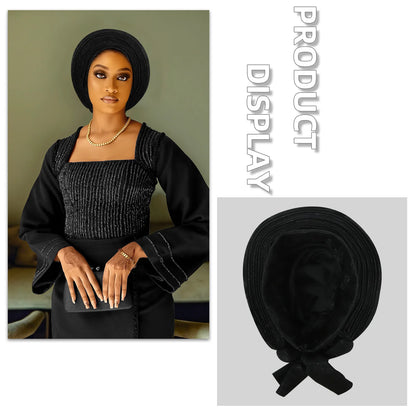 Casquette Turban plissée pour femmes africaines déjà fabriquées Auto Gele femme bandeau Nigeria dame chapeaux chapeau fête de mariage chapeaux