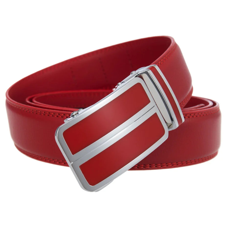 Plyesxale Black Khaki Blue Red White Leather Belt For Men Good Quality Mens Belts Luxury Automatic Buckle Waist Strap Male B1049