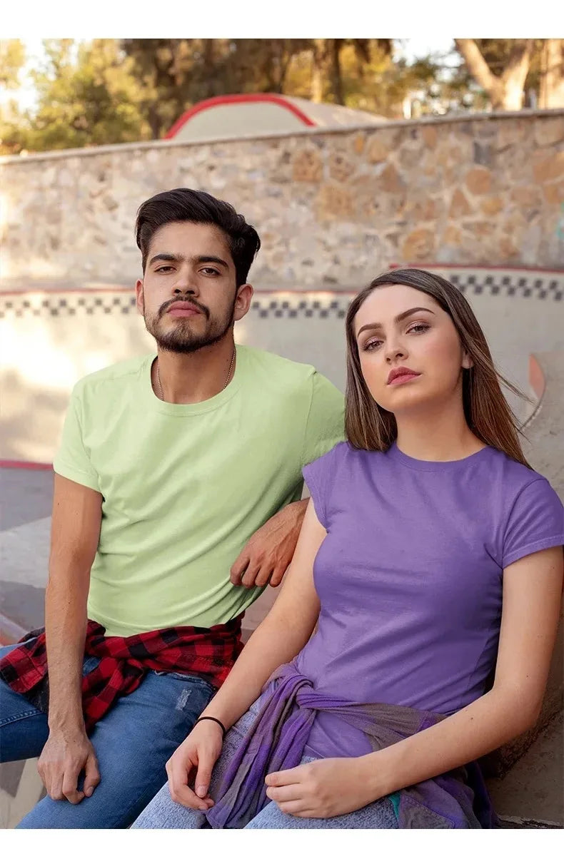 T-shirt manches courtes homme, uni et décontracté, 100% coton, 12 pièces, été