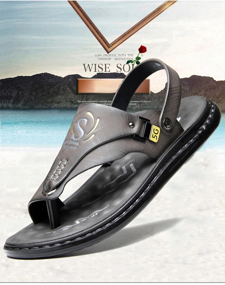 Marque hommes sandales été à semelles souples anti-dérapant chaussures de plage mâle en plein air confortable hommes pantoufles de luxe de haute qualité sandalias