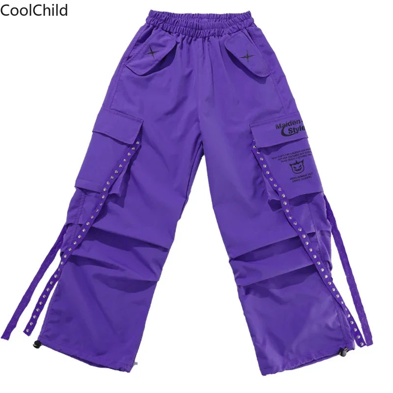 Haut court K-pop pour filles, pantalons cargo, cardigan de danse de rue pour enfants, olympiques streetwear pour enfants, ensembles de vêtements de groupe de filles Jazz
