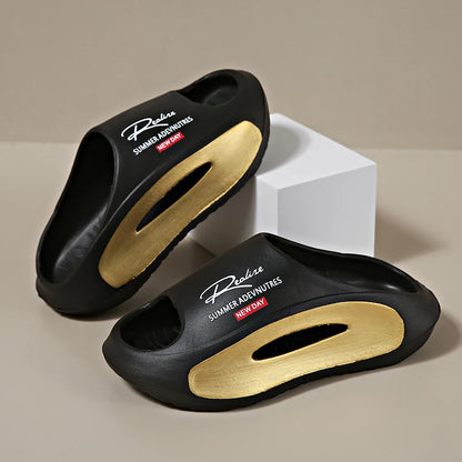 Pantoufles de Couple, vêtements d'extérieur d'été, sandales de plage antidérapantes à semelles épaisses, sandales pour hommes et femmes