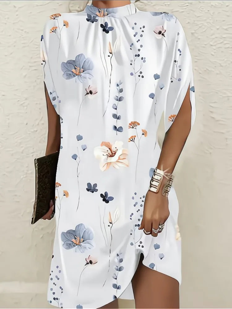 Mini robe décontractée à col rond pour femmes, nouvelle mode, imprimé Tie Dye, élégante, manches chauve-souris, ample, été, 2023