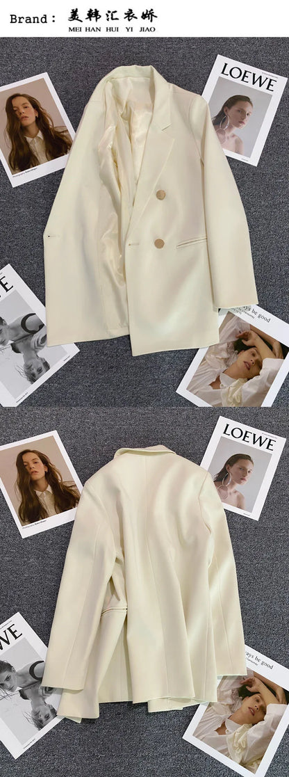 Couleur bonbon OL Blazer printemps automne cranté à manches longues Double boutonnage bouton en métal mince poche Blazer manteaux ZXFS-S602