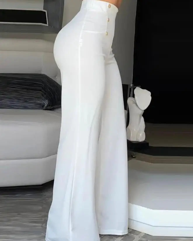 Pantalon Bootcut élégant taille haute, jambes larges, mode européenne et américaine, pantalon évasé Simple pour femmes, été 2023