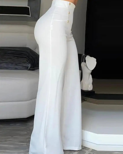 Pantalon Bootcut élégant taille haute, jambes larges, mode européenne et américaine, pantalon évasé Simple pour femmes, été 2023