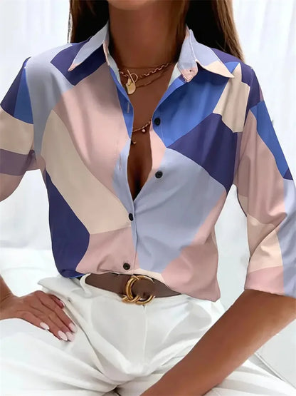 Nouvelle texture imprimée chemise tempérament femmes bureau chemise à manches longues 2024 automne