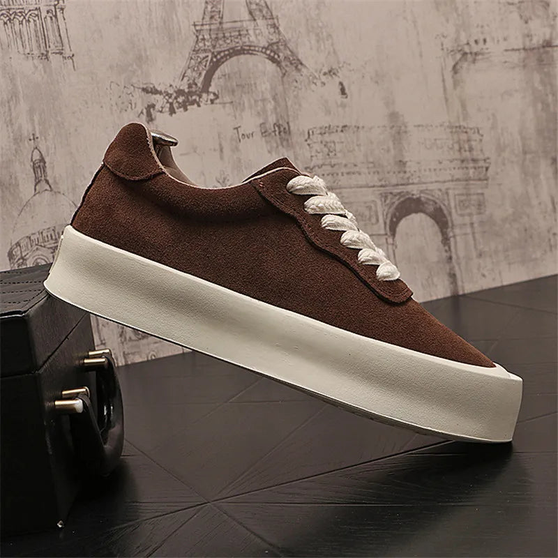 Chaussures en cuir suédé pour hommes, baskets de marche, appartements d'extérieur, vintage, à la mode, luxe, designer, nouveau