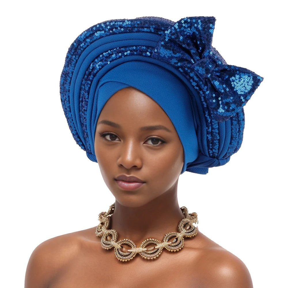 Cravate de Sauna à Paillettes pour Femme, Turban Africain avec Nministériels d Papillon Doux, Accessoire de ix