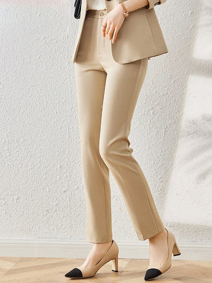 Costume Blazer Bleu Décontracté pour Femme, Tenue de Bureau, Manches sulf, Veste à Bouton Unique, Ensemble 2 Pièces, Chic, Mode, Pantalon, Élégant