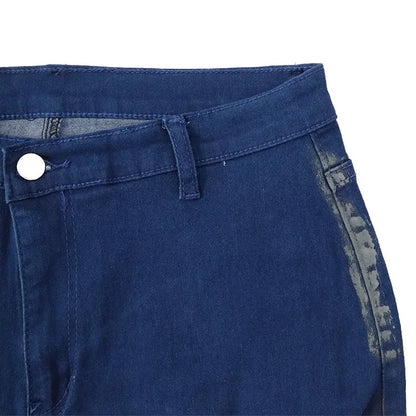 Ensemble deux pièces pour femmes, costume de Cowboy, veste en Jean, simple boutonnage, col rabattu, trou, pantalon évasé, tenues féminines, Ensemble décontracté