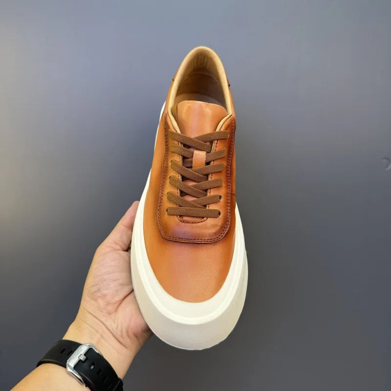 DOYUTIG-Chaussures de planche en cuir véritable pour hommes, baskets à semelle optique coordonnante, chaussures décontractées, rétro vintage, printemps et automne, SGHousex, nouveau