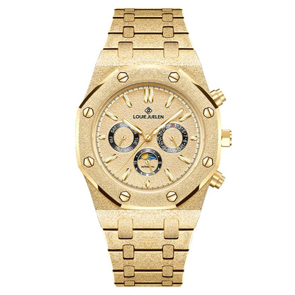 LOUIE JUELEN nouveaux hommes montre haut de gamme de luxe mécanique automatique en acier inoxydable étanche lune montre lumineuse montre-bracelet horloge