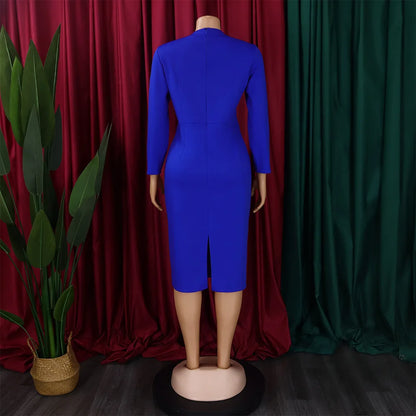 FairyShely 2025 Sexy Patchwork grande taille robe de Club femmes à manches longues grandes robes dame coupe ajustée fête robe courbe serrée