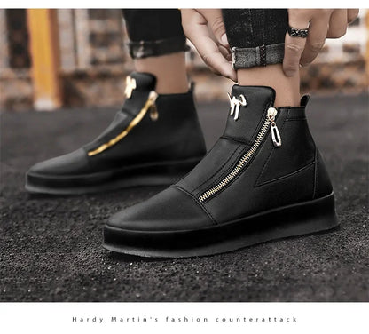 High Top Casual Shoes for Men Brand Ankle Boots Fashion White Men Skateboard Shoes Luxury Platform Sport Shoes Leather Men Boots