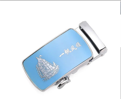 Ceinture automatique bleu ciel pour hommes et femmes, ceinture de loisirs d'affaires, bande passante 3cm et 2024 cm, nouvelle mode, 3.5