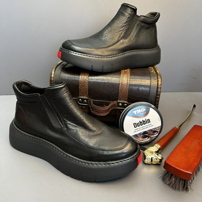 Bottes courtes montantes en cuir véritable pour hommes, chaussures décontractées, semelle optique rétro, printemps et automne, nouveau, 2025