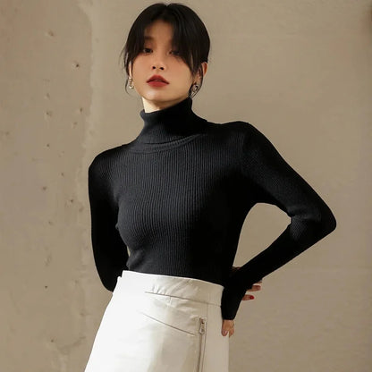 Pull intégré à col haut et manches longues pour femme, doublure polaire, nouveau Style, couche de Base chaude, haut à la mode, printemps hiver