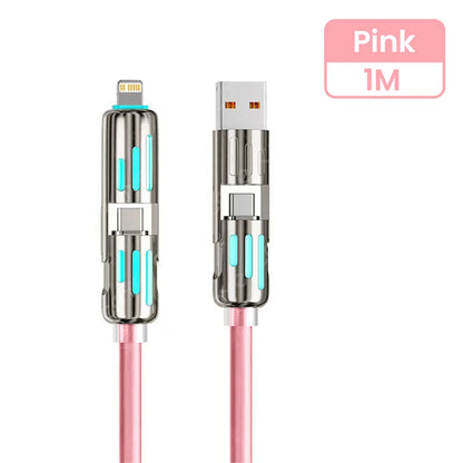 Câble de charge rapide USB vers Type C 4 en 1, 240W, PD3.0, transfert de données haute vitesse, pour iPhone 1514, Samsung, Xiaomi, HUAWEI