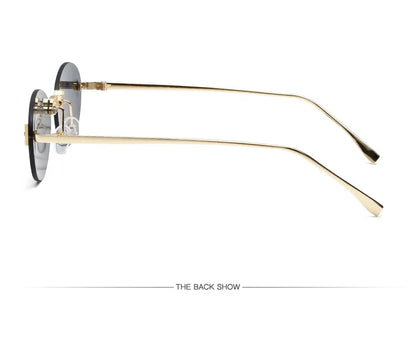 Lunettes de soleil noires sans bords avec petite lettre ovale en diamant «F» pour femmes, marque de luxe, monture métallique, lunettes de soleil Unsiex, nuances élégantes UV400