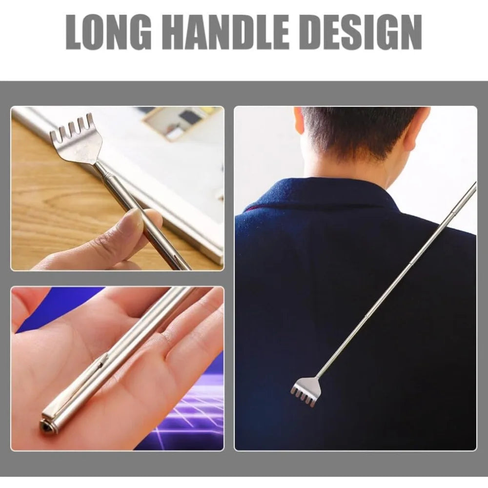 Gratte-dos télescopique argenté, grattoirs portables extensibles en acier inoxydable pour hommes et femmes, cadeaux pour mères, cadeaux pour hommes, G