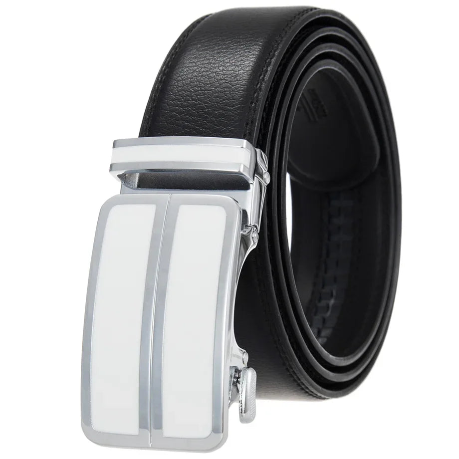 Plyesxale Black Khaki Blue Red White Leather Belt For Men Good Quality Mens Belts Luxury Automatic Buckle Waist Strap Male B1049