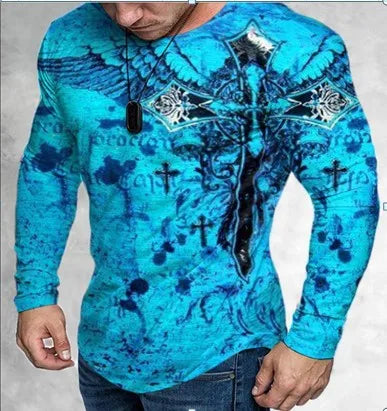 T-shirt à manches longues à col rond pour hommes, t-shirts graphiques à impression de lettres, vêtements de rue décontractés, t-shirts de médicaments, mode, Y2K