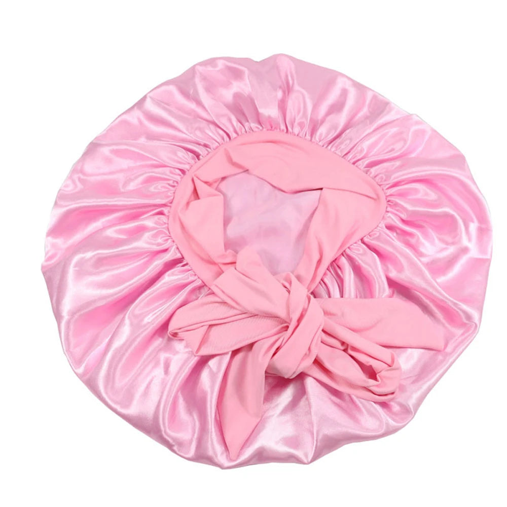 Nouveau bonnet de cheveux en Satin pour dormir, Invisible, plat, Imitation soie, rond, soins capillaires pour femmes, couvre-chef, bouton de réglage de cérémonie, chapeau de nuit