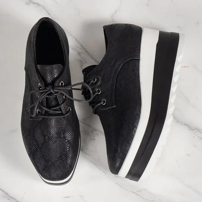 Chaussures à plateforme à talons compensés pour femmes, chaussures d'extérieur décontractées à lacets, baskets confortables à talons hauts, semelle optique de rencontre basse