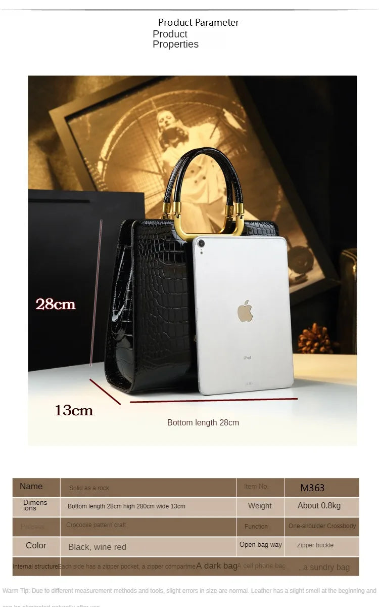 Sac à main de luxe léger de haute qualité, fourre-tout à la mode pour femmes, imprimé crocodile, sac à bandoulière simple, nouvelle collection automne et hiver 2024