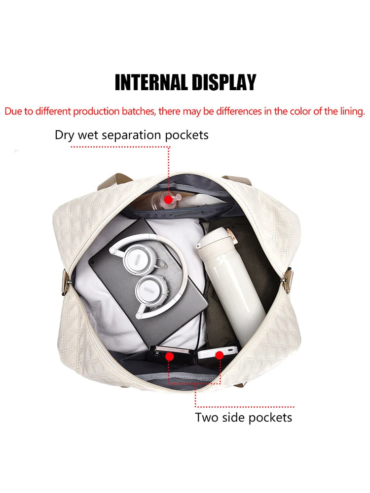 Sac de voyage léger en latex rhombique, sac de rangement portable de grande capacité pour le sport et le fitness, sac de week-end de nuit