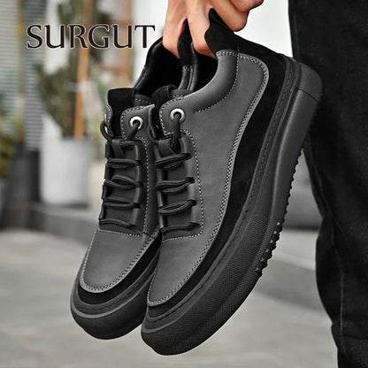 SURGUT-Chaussures décontractées en cuir de vachette pour hommes, coordonnantes, confortables, mode, épissage, semelle optique, automne, hiver, taille 38-44
