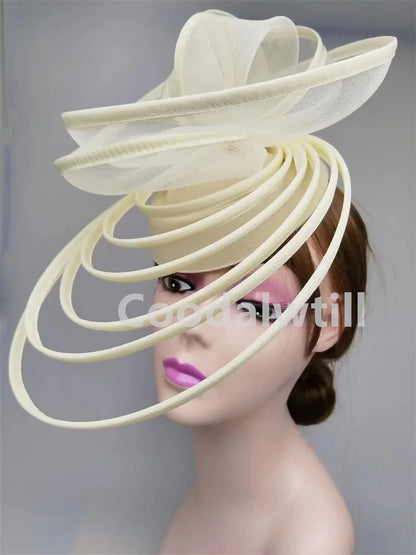 Chapeau Fascinateur Élégant pour Femme, Robe Formelle, Pièce de Sauna de Mariage, Pince à Cheveux pour Dames, Vincd'Église, Casquette de Pilulier en Maille avec Bande de Sauna, Nouveau