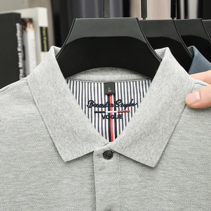 Polo d'été brodé de haute qualité pour hommes, chemise à manches courtes en pur coton respirant et décontracté pour affaires