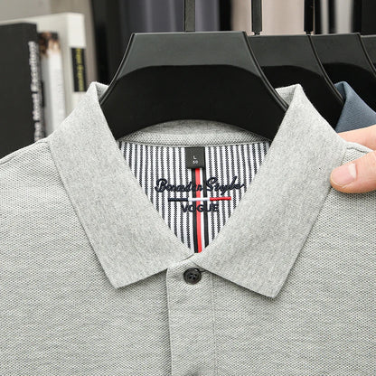 Polo d'été brodé de haute qualité pour hommes, chemise à manches courtes en pur coton respirant et décontracté pour affaires