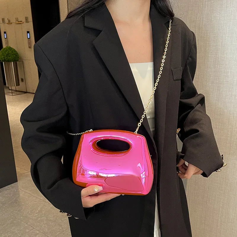 Sac à main hobo en acrylique doré pour femme, sac à main de plage transparent, sac à main de soirée, poignée supérieure ronde, fête de mariage, designer de luxe