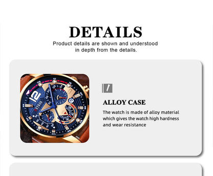 Ensemble de montres à calendrier pour hommes, montre à quartz en cuir marron, bracelet décontracté, luxe, affaires, mode masculine, 2 pièces