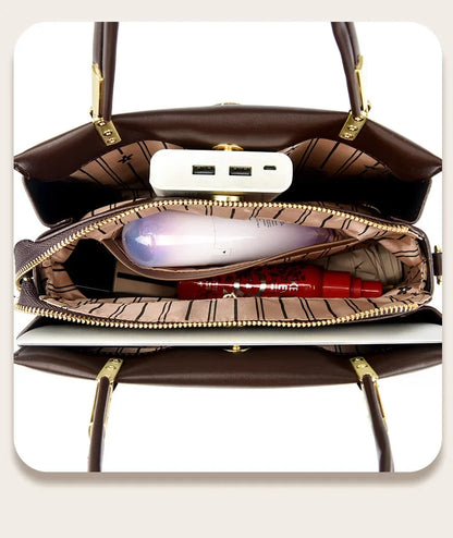 Sac fourre-tout rétro de grande capacité, sac à main imprimé couleur assortie Simple, cadeau pour maman, sac à bandoulière Simple, fermeture à glissière, autre matériau