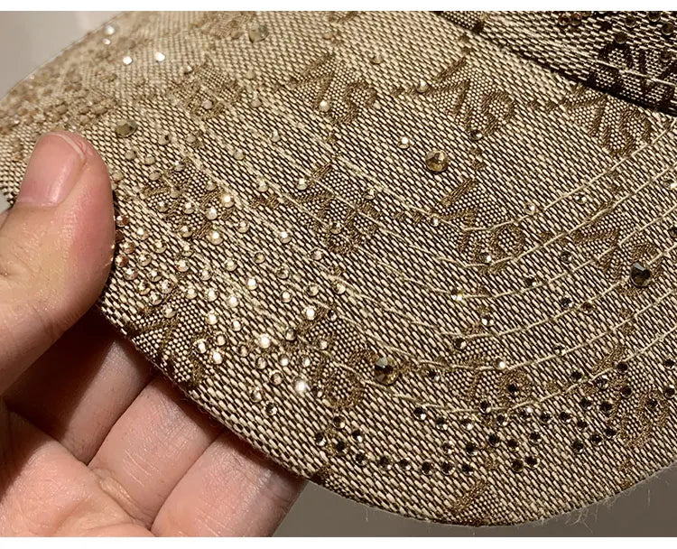 Casquette de Baseball avec lettres en strass pour femmes et hommes, visière de Sport, à rabat, chapeaux de soleil pour femmes, de luxe de styliste