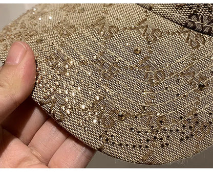 Casquette de Baseball avec lettres en strass pour femmes et hommes, visière de Sport, à rabat, chapeaux de soleil pour femmes, de luxe de styliste