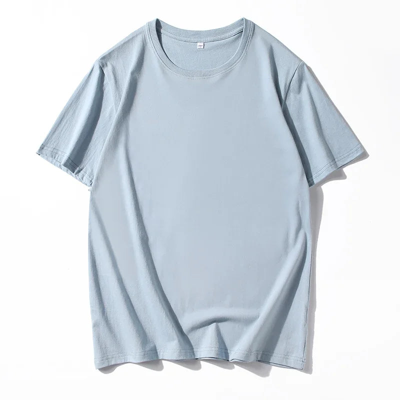 T-shirt manches courtes homme, uni et décontracté, 100% coton, 12 pièces, été