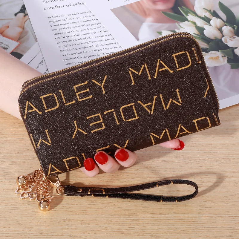 Portefeuille long simple de grande capacité, Sac à fermeture éclair en simili cuir, Sac d'embrayage multifonctionnel décontracté