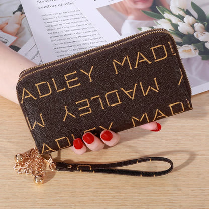 Portefeuille long simple de grande capacité, Sac à fermeture éclair en simili cuir, Sac d'embrayage multifonctionnel décontracté