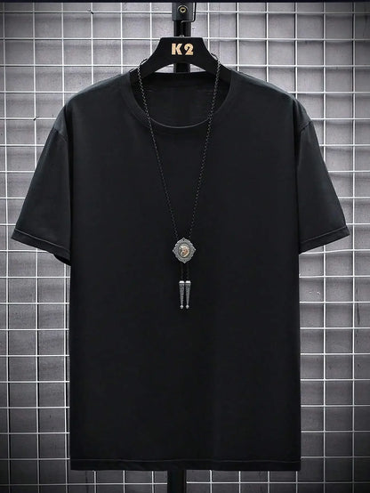 Offre spéciale couleur unie haute qualité impression T-Shirts hommes décontracté rue T-Shirts été surdimensionné vêtements en vrac coton à manches courtes